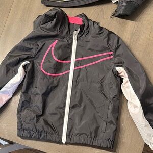 Nike Girls Black and Pink Windbreaker Jacket